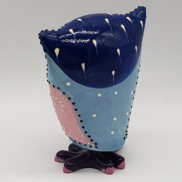 Green Earth Purple Blue Pink Owl Bobble Figurine - Picture 10 of 14